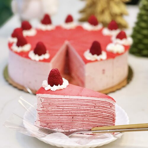 Raspberry white chocolate crepe cake (9 inch only)